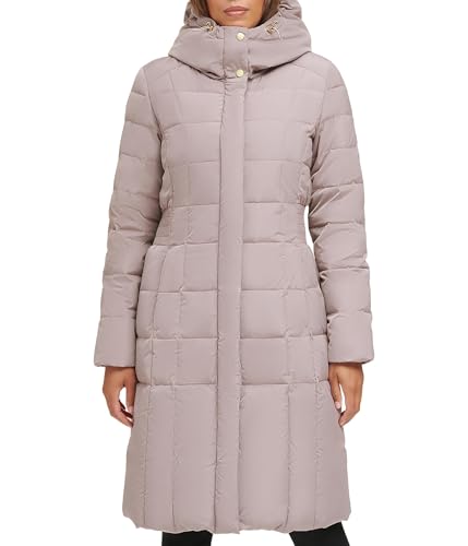 Cole Haan Women's Long Quilted Puffer Coat Down Jacket - color: Cashew Grey, size: X-Small