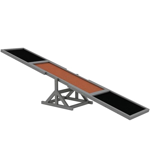 PawHut Wooden Dog Agility Seesaw for Training and Exercise, Platform Equipment Run Game Toy, Weather Resistant Pet Supplies, 83" L x 16" W x 14" H, Gray - color: Grey, size: 82.7" x 15.7" x 13.8"