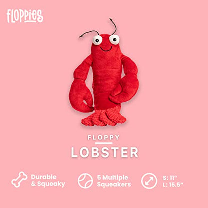 fabdog Floppies Plush Dog Toy - Cute & Durable Squeaky Dog Toys - Best Squeak Toy for Puppies and All Breeds | Ideal Pet Gift| Small Lobster - color: Lobster, size: Small