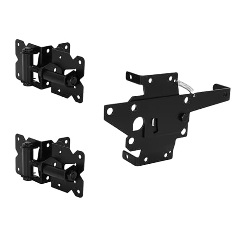 Stainless Steel Self Closing Gate Hinge and Latch Hardware Kit, Heavy Duty Self Locking Gate Hardware 2-Pack Kit and 1-Automatic Latch for Wood/Vinyl Fence Gate - size: 1 Pack