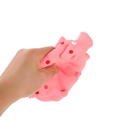 POPETPOP Squeaky Pig Dog Toy, Durable Dots Latex Chew Toy with Sound Squeaker for Small, Medium & Large Dogs Puppies Biting Chasing and Interactive Play (Pink)