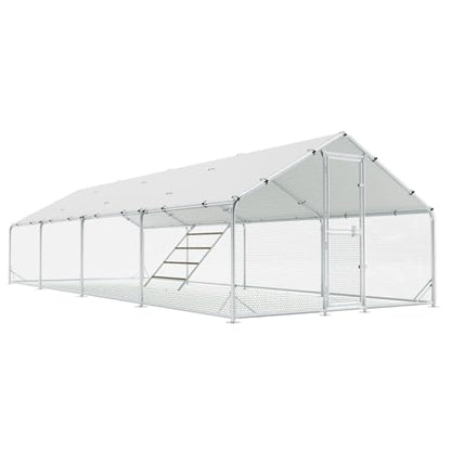 Large Chicken Coop,Metal Chicken Run for Yard with Feeding Door,Walk-in Chicken Pen for 30-40 Chickens,Outdoor Poultry Cage with Anti-UV Cover,Duck Rabbit House