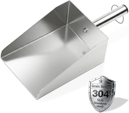 304 Stainless Steel Ice Scoop, Heavy Duty Large Metal Flour Scoop 6-inch Wide High-Capacity for Flour Livestock Poultry Pet Food and Bird Seed Comfortable Grip Handle Easy to Clean (50OZ) - size: 50OZ