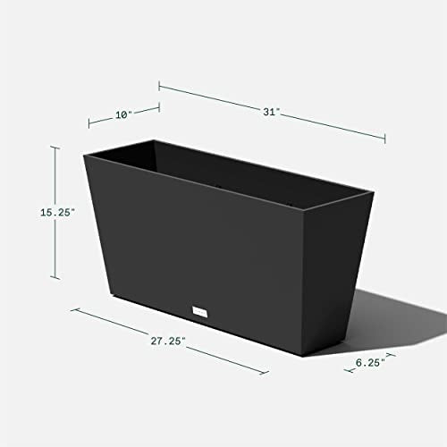 Veradek Midori Long Trough Planter (Black, 31 inch - 2 Pack with 2 Saucer Trays) - color: Black, size: 31 inch - 2 pack with saucers