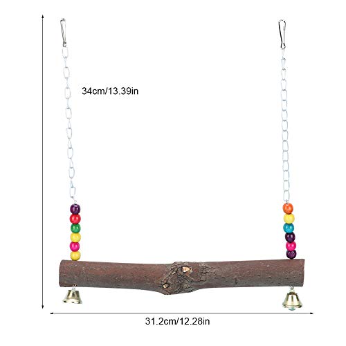 HEEPDD Wooden Chicken Swing, Natural Wood Hanging Toy with Colorful Beads for Hens Macaw, Suspension Hook Design for Chewing Playing Climbing in Coop (Chicken Swing)