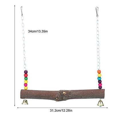 HEEPDD Wooden Chicken Swing, Natural Wood Hanging Toy with Colorful Beads for Hens Macaw, Suspension Hook Design for Chewing Playing Climbing in Coop (Chicken Swing)