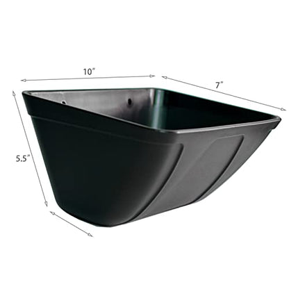 mozoba Hanging Chicken Feeder Trough for Goat Sheep Deer Poultry Duck Chicken Fence Feeder Livestock Feeding Container Goats Supplies Feeders Waterer Bucket (Black and White) - color: Black and White