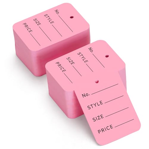 Jijacraft 1000 Pcs Price Tags - Pink Clothing Tags for Retail - 1.97×1.38 Inch Small Paper Tags with Box, Writable Price Labels with Pre-Punched Holes for Clothes,Jewelry, Garage Sale and Display - color: Pink