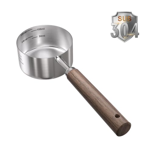 Dog-Cat Food Scoop Measuring-Cup - 1/2 Cup (4 Oz),304 stainless steels,Black walnut long handle… - size: 1/2 CUP