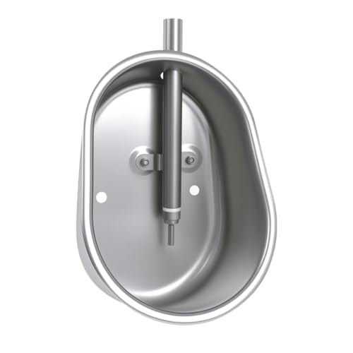 Danbark Large Pig Waterer Bowl with 1/2" NPT(F) Thread - 304 Stainless Steel Large Oval Design for Swine,Hog,Livestock (Durable & Rustproof)