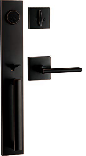 Berlin Modisch Full Escutcheon HandleSet Front Door Entry Handle and Deadbolt Lock Set Slim Square Single Cylinder Deadbolt and Lever Heavy Duty – Oil Rubbed Bronze Finish - color: Oil Rubbed Bronze, size: Full Escutcheon HandleSet