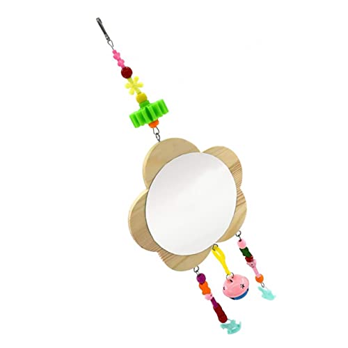 GANAZONO Wooden Hanging Mirror for Chickens Fun Bell Decor for Pet Hens and Roosters Design to Boredom and Increase Activity Levels for Chicken