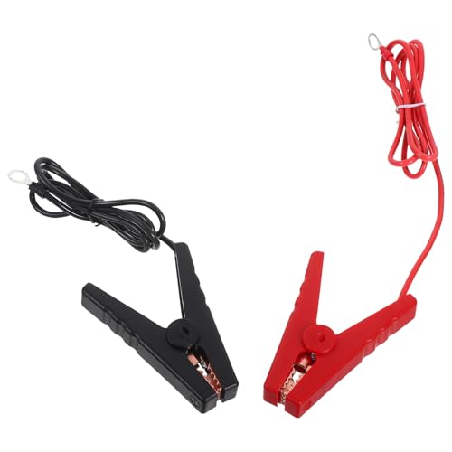 2pcs Electric Fence Jump Cable with Alligator Clips Durable Copper and Wire for Solar Powered Electric Fence Systems and Testing Black and Red Clips Included