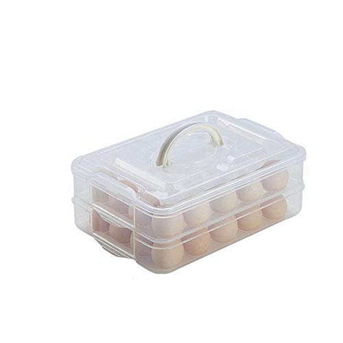 Deviled Egg Containers with Lid, Portable Egg Carrier Tray | 2-Layer, 40 eggs, Stackable Storage Holder with Handle for Refrigerator for Camping, Party, Travel - color: transparent