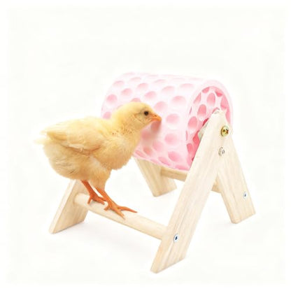 Hens Coop Accessories, Pink Beak Grinding Calcium Stone with Wooden Stand for Chicken Toys, Healthy Pecking Toy for Birds Ducks Geese Turkeys in Backyard