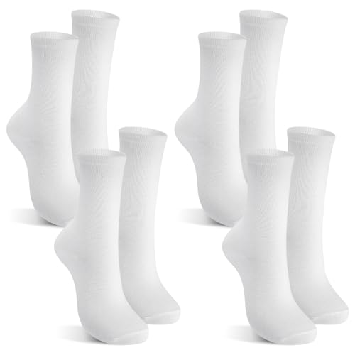 Cuffbow 4 Pairs Mens Sock Liners for Hiking Camping Ultra-lightweight Sweat Absorption Mid Calf Boot Socks for Adult - color: White, size: X-Large