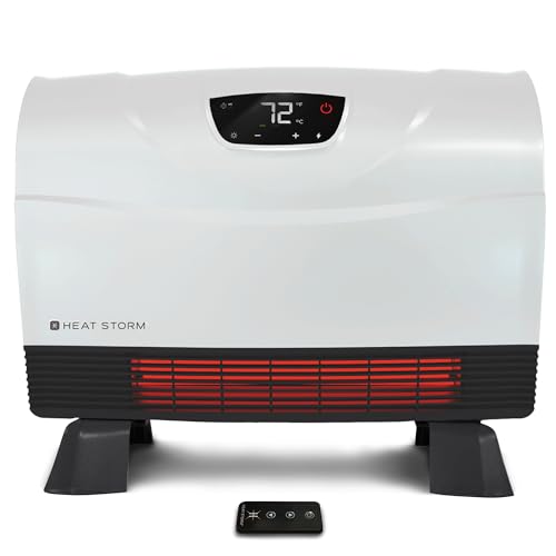 Heat Storm Phoenix Infrared Space Heater with Attachable Feet, Remote Control, Energy Efficient-750-1500 Watts, White Floor or Wall - HS-1500-PHX - color: White, style: White Attachable feet