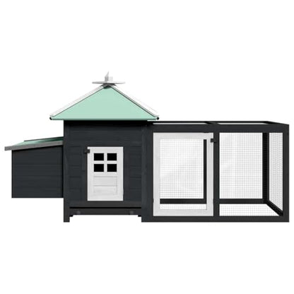 Rustic Chicken Coop 75x75x40 in Grey Solid Firwood Plywood Nest Box Large Run Outdoor Poultry House Easy Clean for Backyard Small Flock - color: Grey