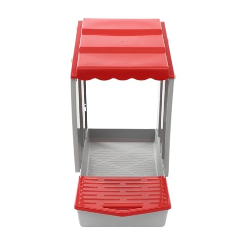 Chicken Nesting Box, 4 Compartment Hen Laying Boxes with Egg Collection, Wall Mountable Roll Away Nest, Heavy Duty Chicken Coop Laying Box for Home, Outdoor, Farm, Backyard (Red+Grey) - color: Red+Grey
