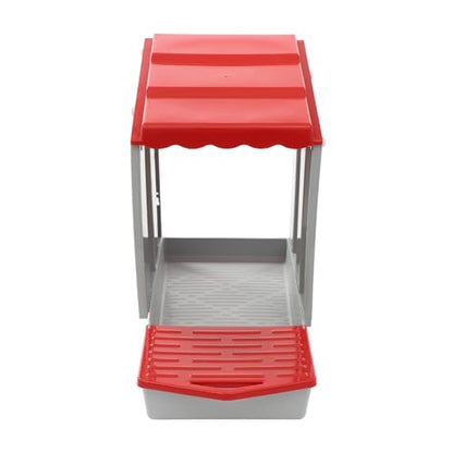 Chicken Nesting Box, 4 Compartment Hen Laying Boxes with Egg Collection, Wall Mountable Roll Away Nest, Heavy Duty Chicken Coop Laying Box for Home, Outdoor, Farm, Backyard (Red+Grey) - color: Red+Grey