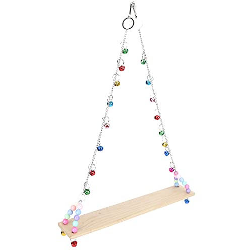Chicken Swing, Pet Chicken Swing Toys with Wooden Chicken Wooden Standing Swing Toys Hanging Perch with Bells for Medium Large Parrots HenToys