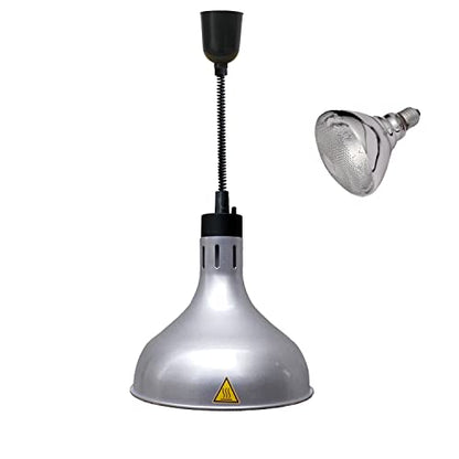 KOUDA Commercial Food Warmer Lights Telescopic Heating Lamps for Buffet Kitchen Restaurant (Dia.29cm,Adjustable Height.60-150cm) (Silver) - color: Silver