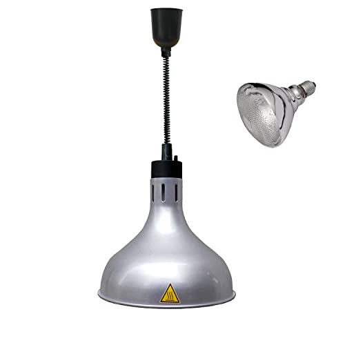KOUDA Commercial Food Warmer Lights Telescopic Heating Lamps for Buffet Kitchen Restaurant (Dia.29cm,Adjustable Height.60-150cm) (Silver) - color: Silver
