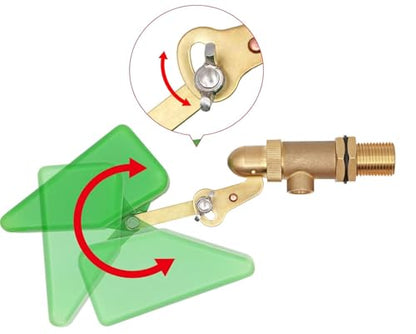 2 pack of 1/2 Inch Brass Valve with Plastic Float Water Float Valve with Adjustable Arm Automatic Fill Float Ball Valve for Water Tank Fountains Livestock Waterer