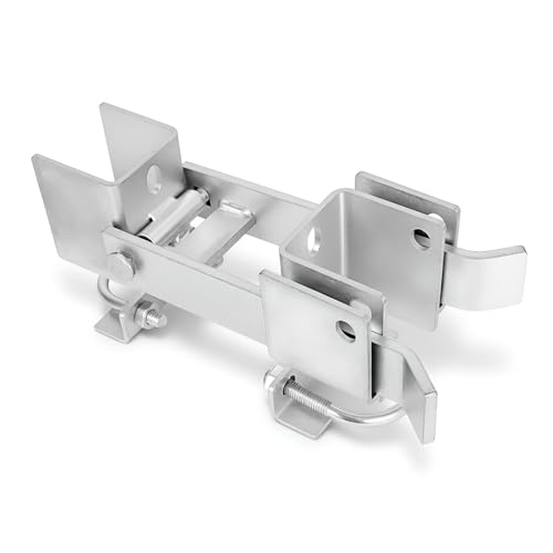 Chain Link Fence Lock Double Gate Latch for 1-5/8" to 2" Frame, Commercial Heavy Duty ‎Galvanized Steel Strong Arm Double Gate Latch for Metal Gate