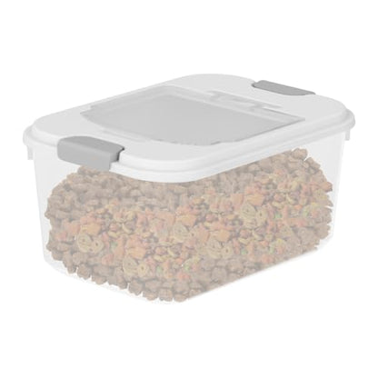 Airtight Dog Food Container – Stackable Pet Treat and Food Storage Bin with Lid, Heavy Duty Durable Bucket, Farmhouse Design | Ideal for Kitchen Pantry, Outdoor Feeding, and Pet Foods Preservation - color: Transparents