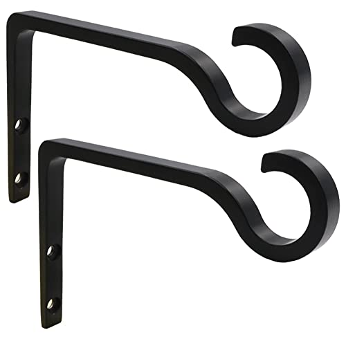 QIEGL Hanging Plant Bracket 6inch Metal Plant Hook Shepherds Hook Decorative Wall Plant Hanger for Hanging Lanterns, Bird Feeder, Flower Basket, Home Decor Indoor & Outdoor 2 Pack (Black) - color: Black, size: 6in Aluminum Alloy