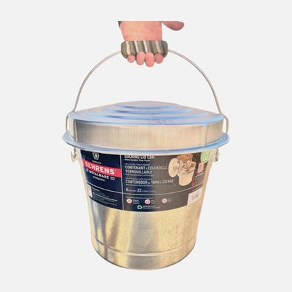 Behrens 6 Gallon Galvanized Steel Storage Can or Waste Bin w/Locking Lid & Handle (1 can, 1 Camo Grip) - size: 1 Bucket, style: 1 Camo Grip