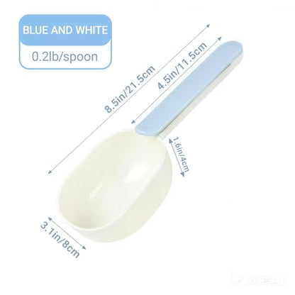 Pet Food Scoop,Cat Food Measuring Cups,Comfortable Long Handle Scoop for Dog,Cat,Ferret and Rabbit Food,Easy-Clean Food Scoop,1 Cup Size Pet Food Feeding Scoop Dishwasher Safe(White Blue)