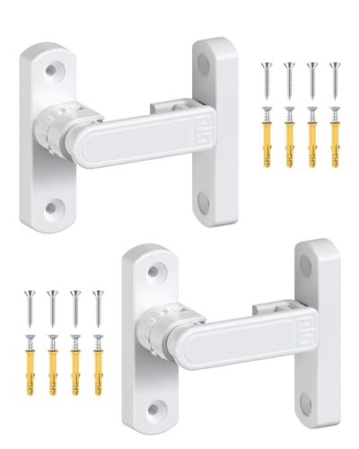 Adjustable Barn Door Locks, 90/180 Degree Sliding Door Latch, Protect Home Security Gate Latch for Bedroom, Barn, Cabinet, Garden, Fence (White-2 Pcs) - color: White-2 Pcs