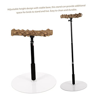 Happyyami Parrot Training Stand Bird Perch Adjustable Height Bird Plaything Parakeet Cage Accessory Safe