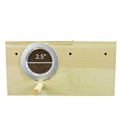 Sturdy Nest Box - Cage Attachment, Hinged Lid, Perching Ledge - for Sugar Glider, Squirrel, Rat, Finch, Parakeet, Lovebird, Parrotlet, Lovebird, Canary, Cockatiel, Other Birds & Small Pets (Large) - size: Large