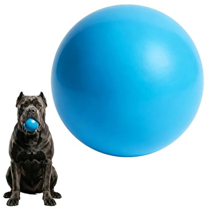 Indestructible Dog Solid Rubber Ball for Aggressive Chewers, Durable Chew Toy for Large and Medium Breeds, 100% Natural Rubber, Tough & Bouncy for Outdoor Fetch Training (2.8" Blue)