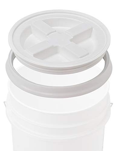 House Naturals 6 Gallon Food Grade BPA Free Made in USA Blue Bucket Pail with White Airtight Screw On Lid (Pack of 2)