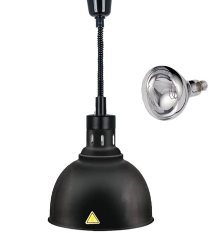 JIAWANSHUN Retractable Heat Lamp for Food with 250W Heating Bulb for Restaurant Hanging Food Warmer Lamp Buffet or Home Use Pizza Warmer - color: Black
