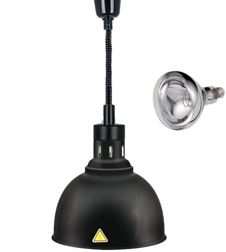 JIAWANSHUN Retractable Heat Lamp for Food with 250W Heating Bulb for Restaurant Hanging Food Warmer Lamp Buffet or Home Use Pizza Warmer - color: Black