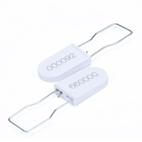 Plastic Padlock Security Seals with Metal Wire Numbered Anti Tamper Tag (500, White)