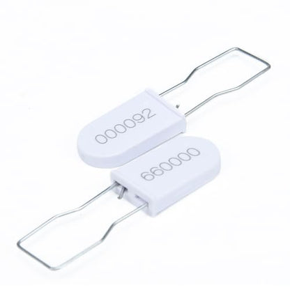 Plastic Padlock Security Seals with Metal Wire Numbered Anti Tamper Tag (500, White)