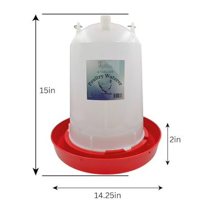 Chicken Waterer 4-Gallon Metal Handle Poultry Drinker | Large Capacity Poultry Waterer | for Chickens, Ducks, Baby Chicks, Chickens, Turkeys and More - size: 4 Gallon
