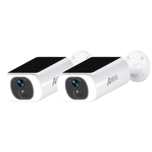 ANRAN 2K Solar Security Camera Wireless Outdoor, Forever Power with Built-in Solar Panel, WiFi Home Security Cameras, 2-Way Audio, PIR Detection, Color Night Vision, Works with Alexa, C3 2-Cam Pack - color: C3-2 Pack-White