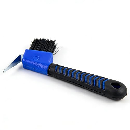 Horse Hoof Pick with Brush, 2-in-1 Hoof Pick for Horses with Soft Grip Rubber Handle, Grooming Brush Tool for Horse Grooming Supplies(Blue) - color: Blue