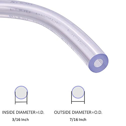 DERNORD PVC Tubing 3/16"ID X 7/16"OD Flexible Clear Vinyl Hose 10 Feet for Food Grade - size: 10 Feet, style: 3/16"ID X 7/16"OD