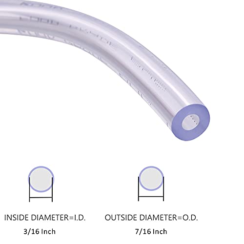 DERNORD PVC Tubing 3/16"ID X 7/16"OD Flexible Clear Vinyl Hose 10 Feet for Food Grade - size: 10 Feet, style: 3/16"ID X 7/16"OD