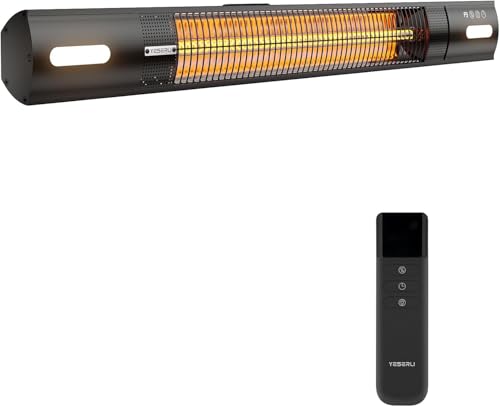 Wall Mounted Patio Heater with LED Light, 1500W Electric Outdoor Heater, Fast Carbon Infrared Heating with Remote & Timer, IP65 Waterproof for Backyard, Gazebo and Outside Evening - size: Sunlight Series