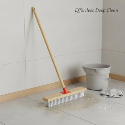 Floor Scrub Brush with Long Handle and Stiff Nylon Bristles for Tile Grout and Bathroom Cleaning (1 PC) - size: 14.57 x 2.36 x 1.57 in