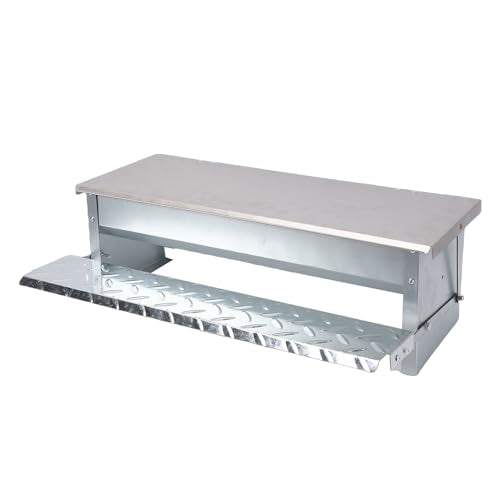Rengue Automatic Treadle Poultry Feeder Treadle Chicken Feeder Auto Poultry Stainless Steel Rat Proof Rain Large Capacity for Chicken Duck Farming